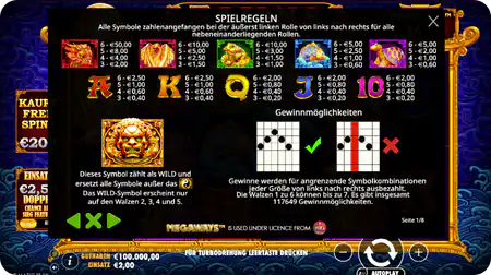 5 Lions Megaways Slot Informationen zu Steinen