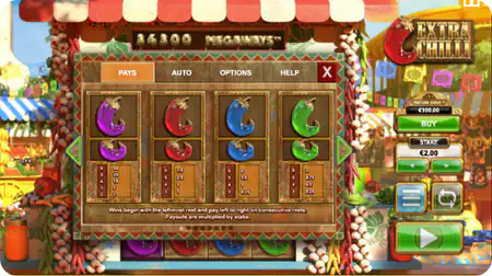 Extra Chilli Megaways Slot Details der Elemente
